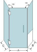 angled shower door